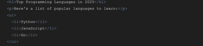 html, list of langauges